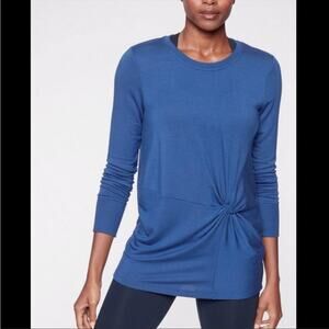 Athleta Blue Nirvana Twist Front Beyond Soft Sweatshirt Tunic Sz S